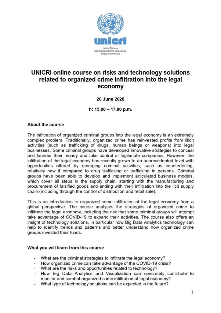UNICRI course on organized crime infiltration into the legal economy_page-0001